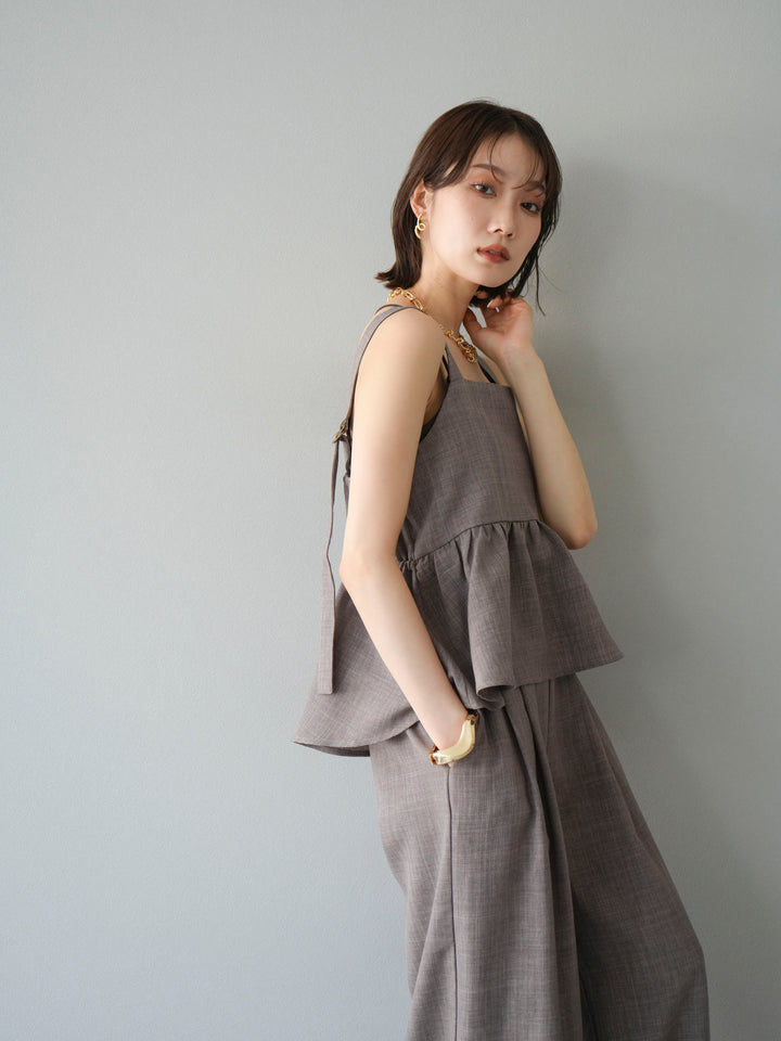 [SET]リネンライクビスチェ+リネンライクイージーワイドパンツ(2set)
