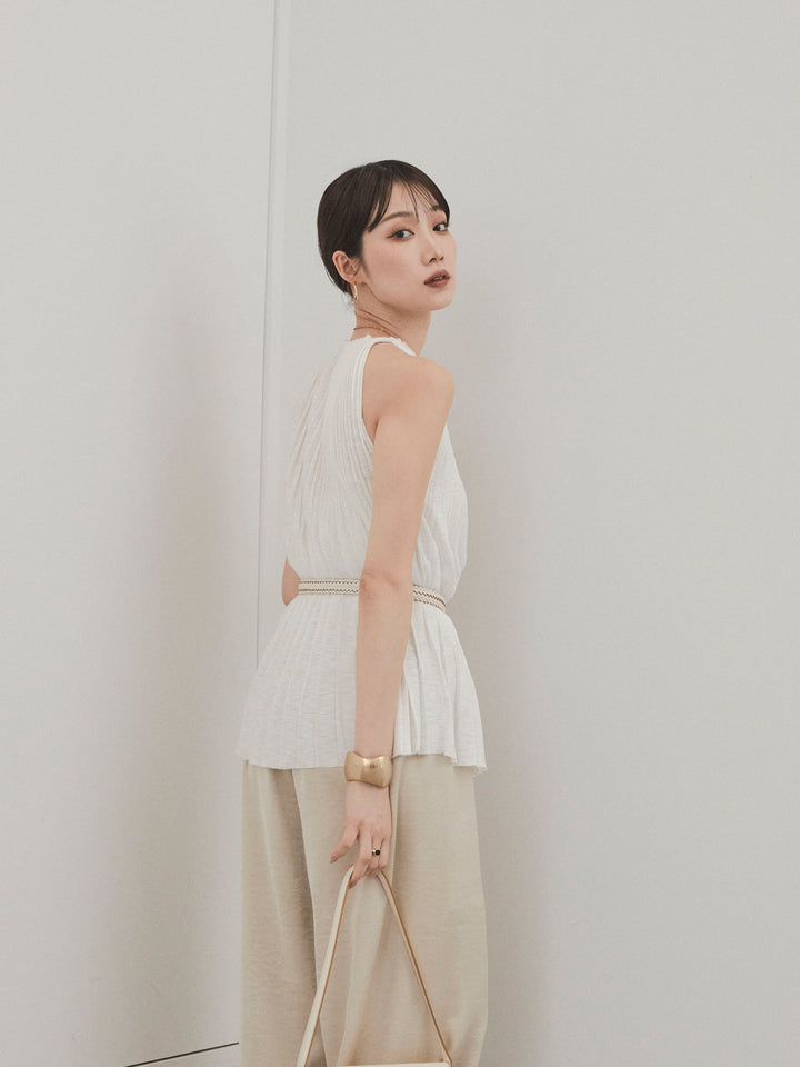 [予約]プリーツニットキャミソール/アイボリー