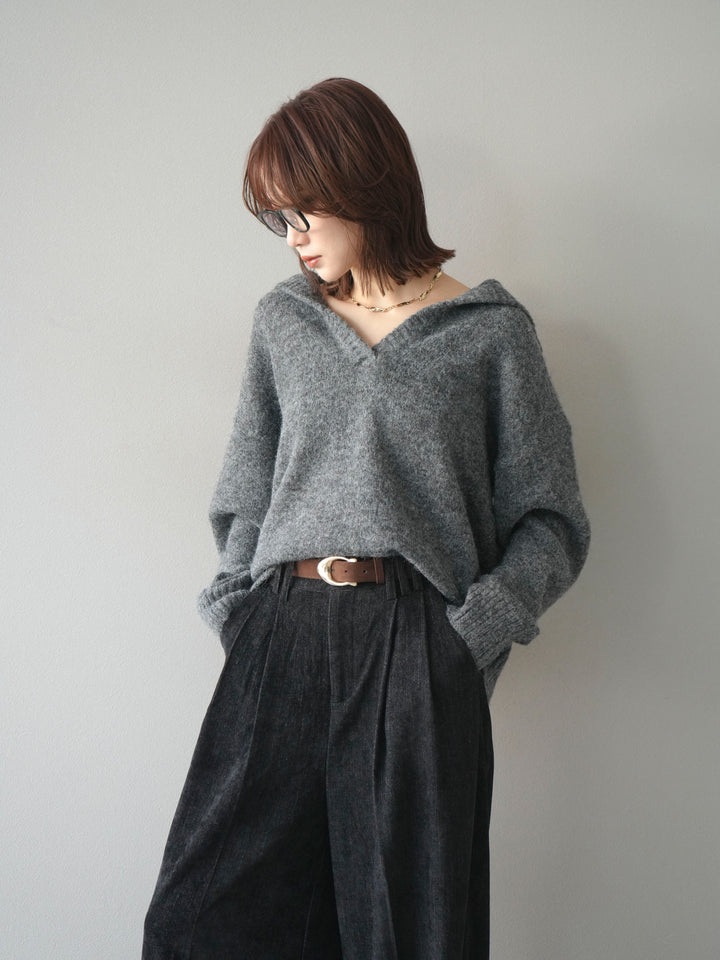 [予約]スキッパーニットプルオーバー/darkgray