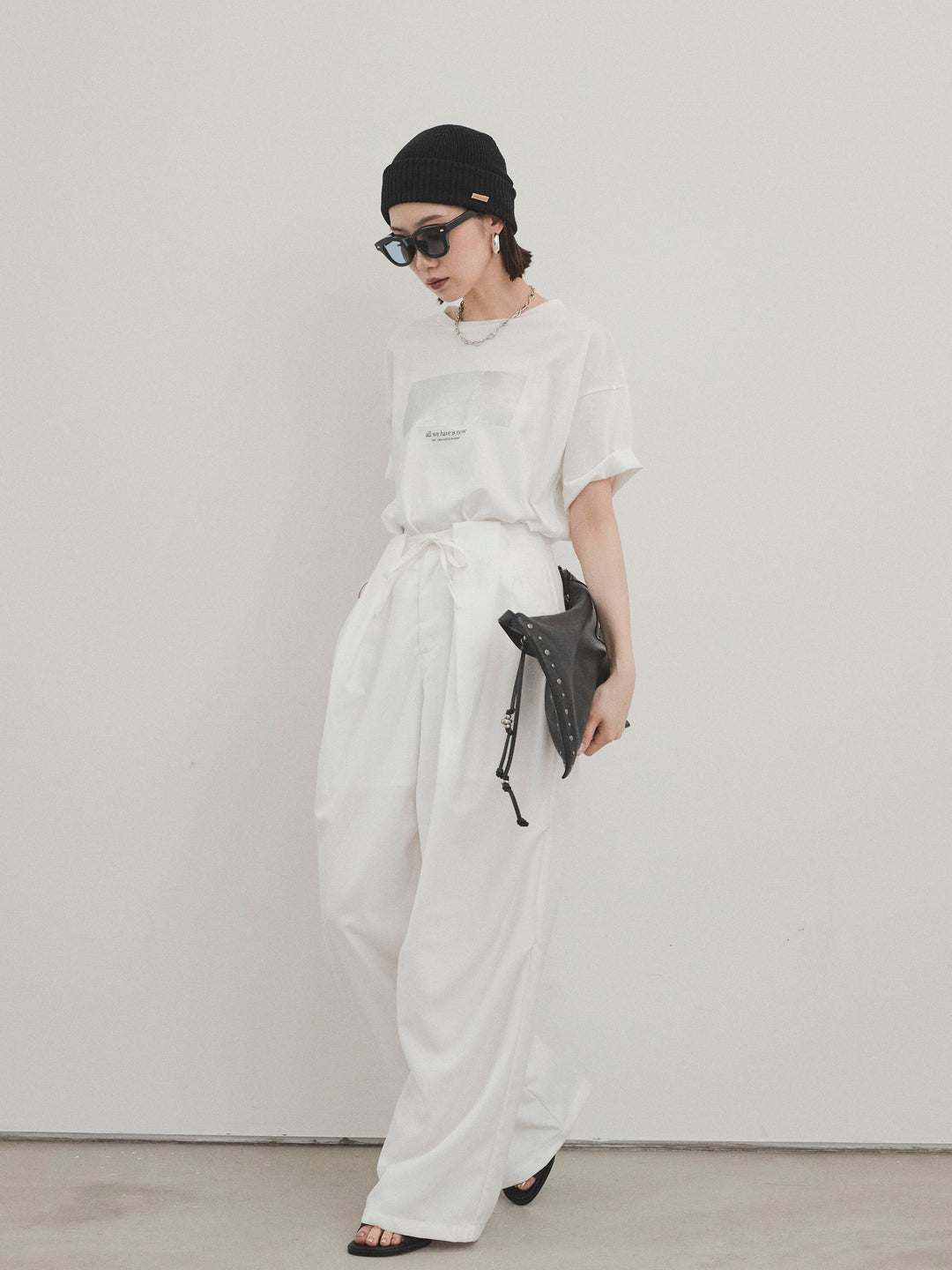 [預購] Design Loop 側邊褶褲/白色