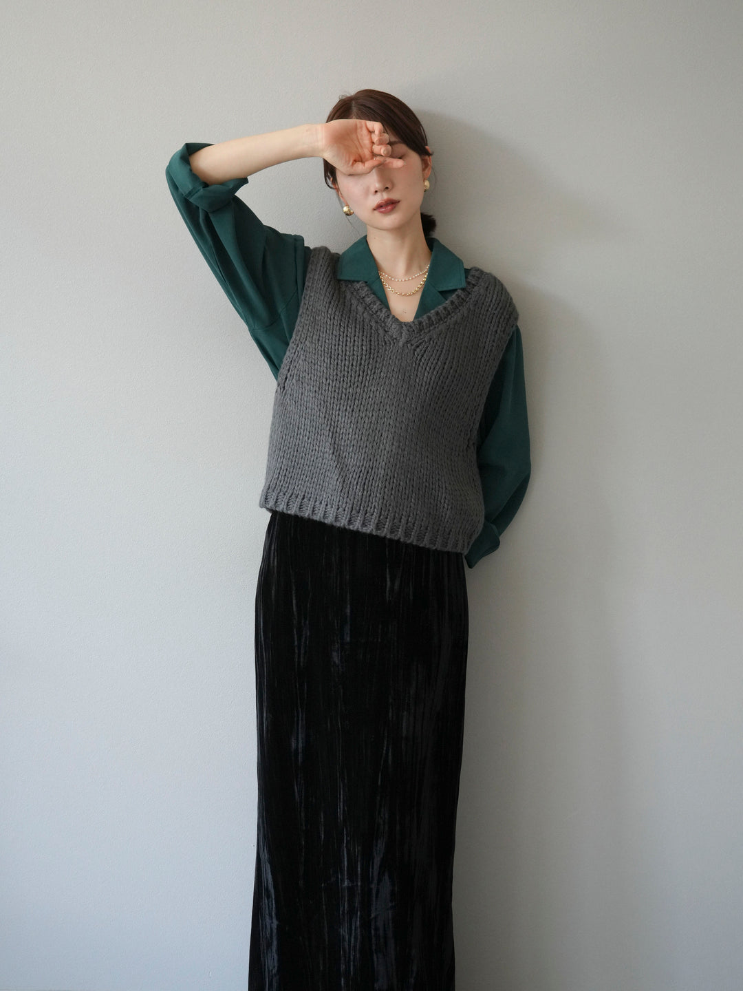 [予約]レーヨンライクショートジャケット/グリーン