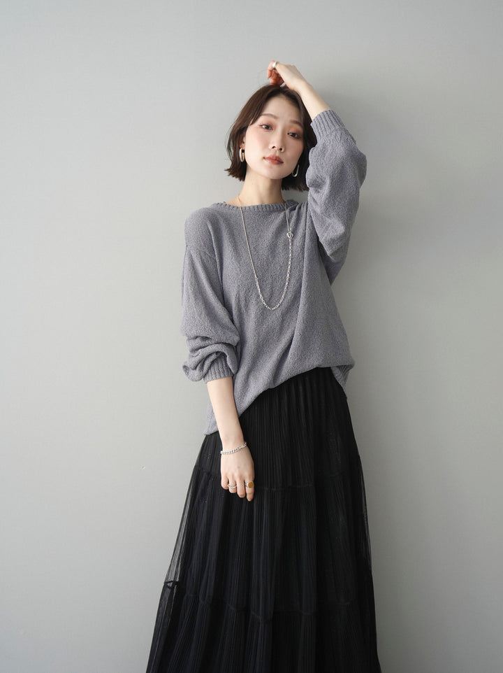 [予約]バックシアーフラワーレースニットプルオーバー/gray