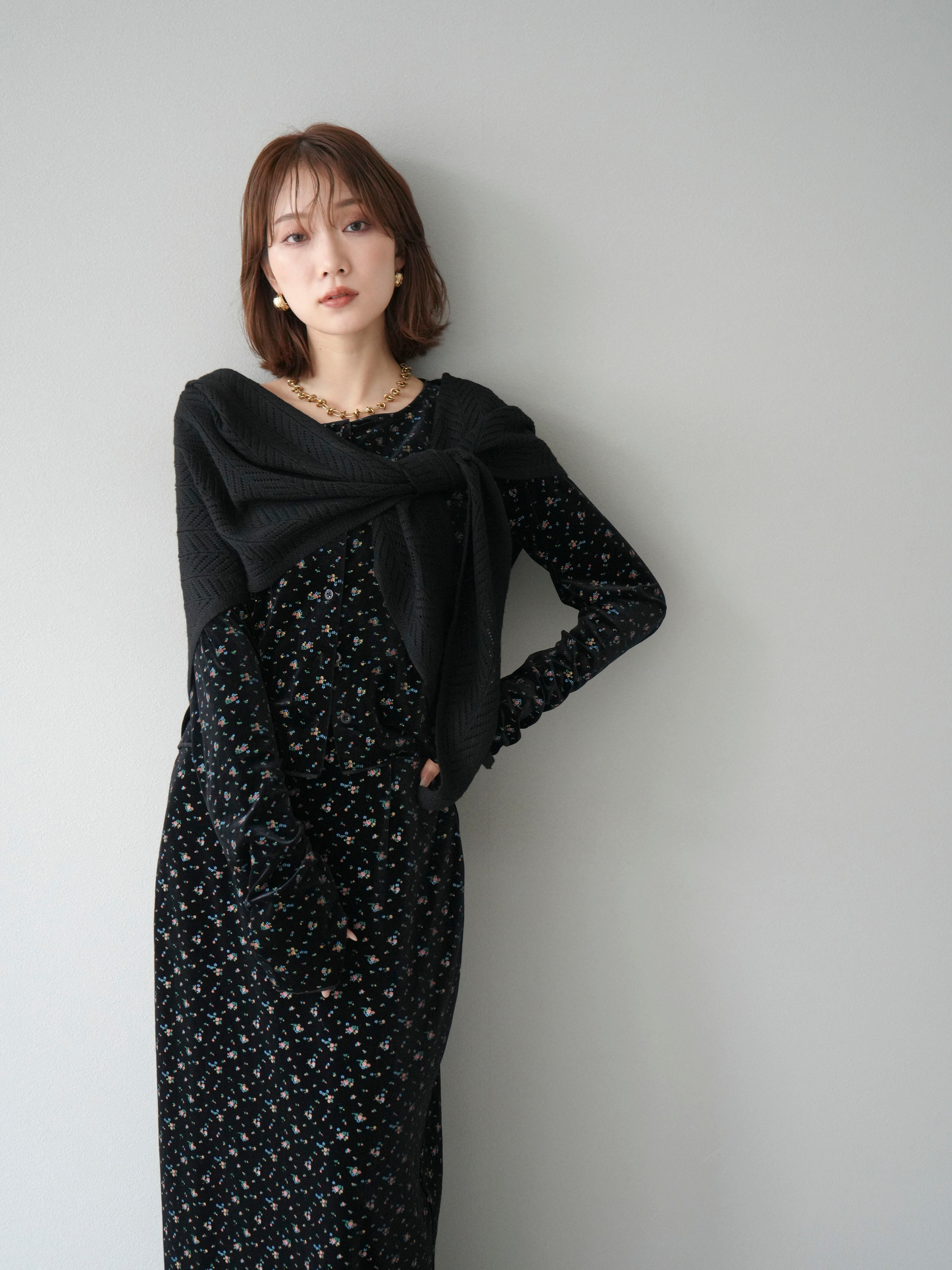 ベロアカーディガン　ベロアスカート　2点 楽天市場】セットアップ ベロア 上下セット 黒 ベロアトップス