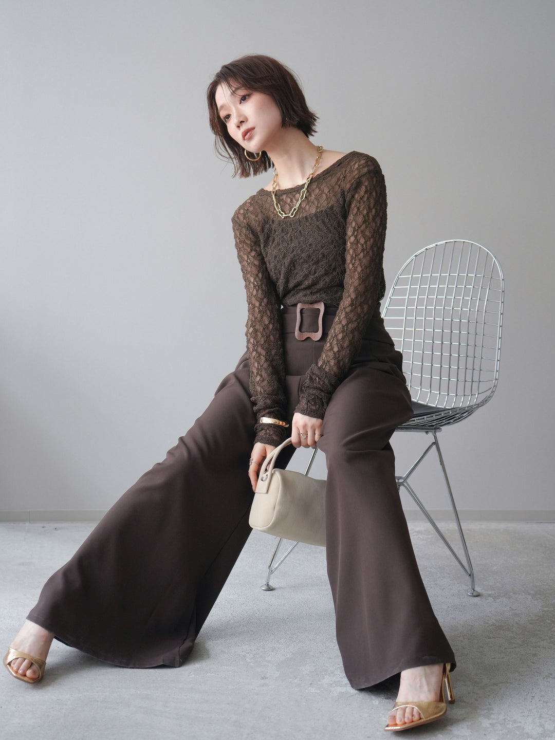 [予約]バックラウンドジャガードレーストップス/brown