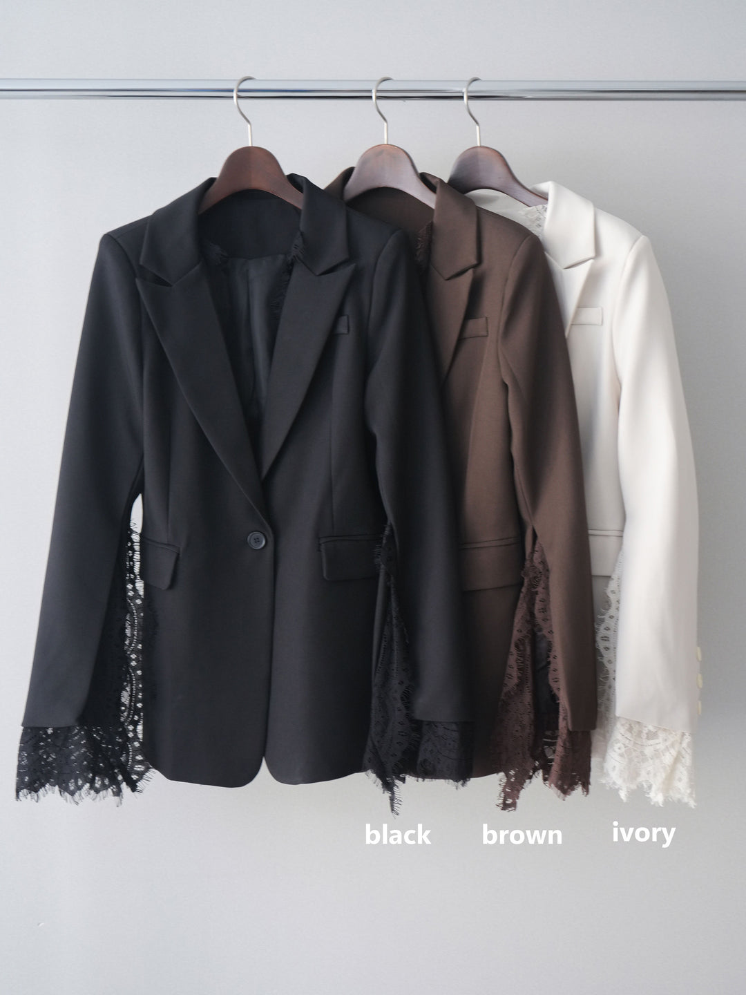 [SET]レースレイヤードスリットジャケット+バックデザインサロペット(2set)