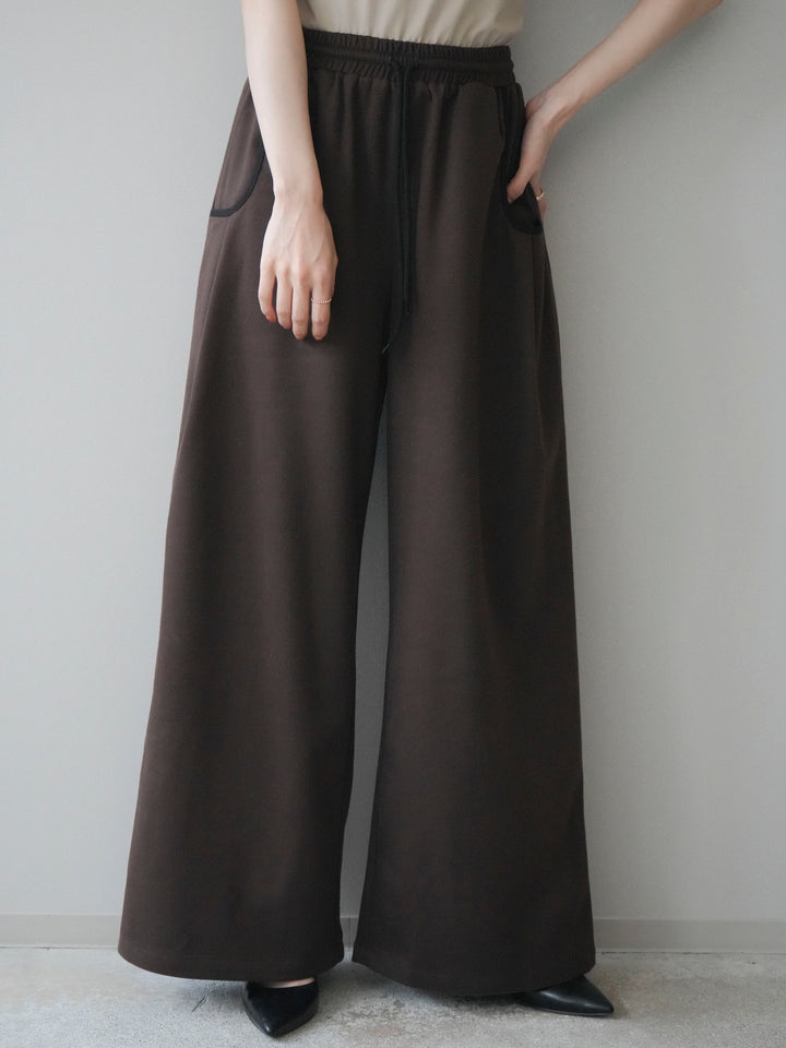 [予約]配色パイピングイージーパンツ/brown
