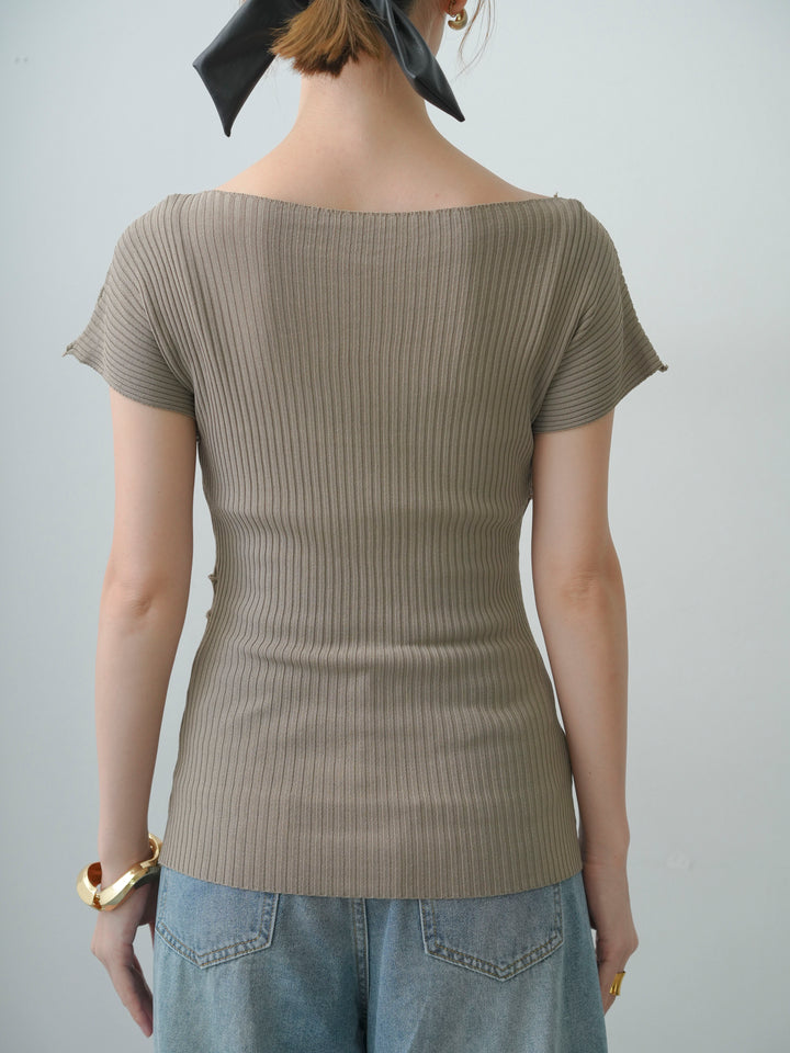 [予約]ランダムメローリブニットトップス/beige