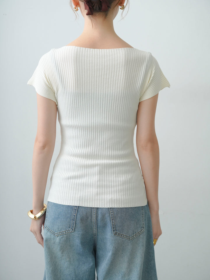 [予約]ランダムメローリブニットトップス/offwhite