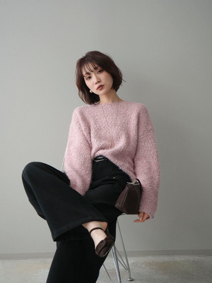 [SET]モールラメミックスヤーンニットプルオーバー+選べるアクセセット(2set)