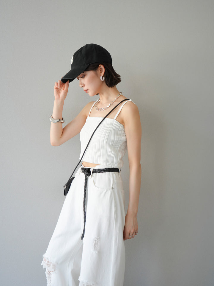 [預購]波浪滾邊杯裸色吊帶背心/可脫