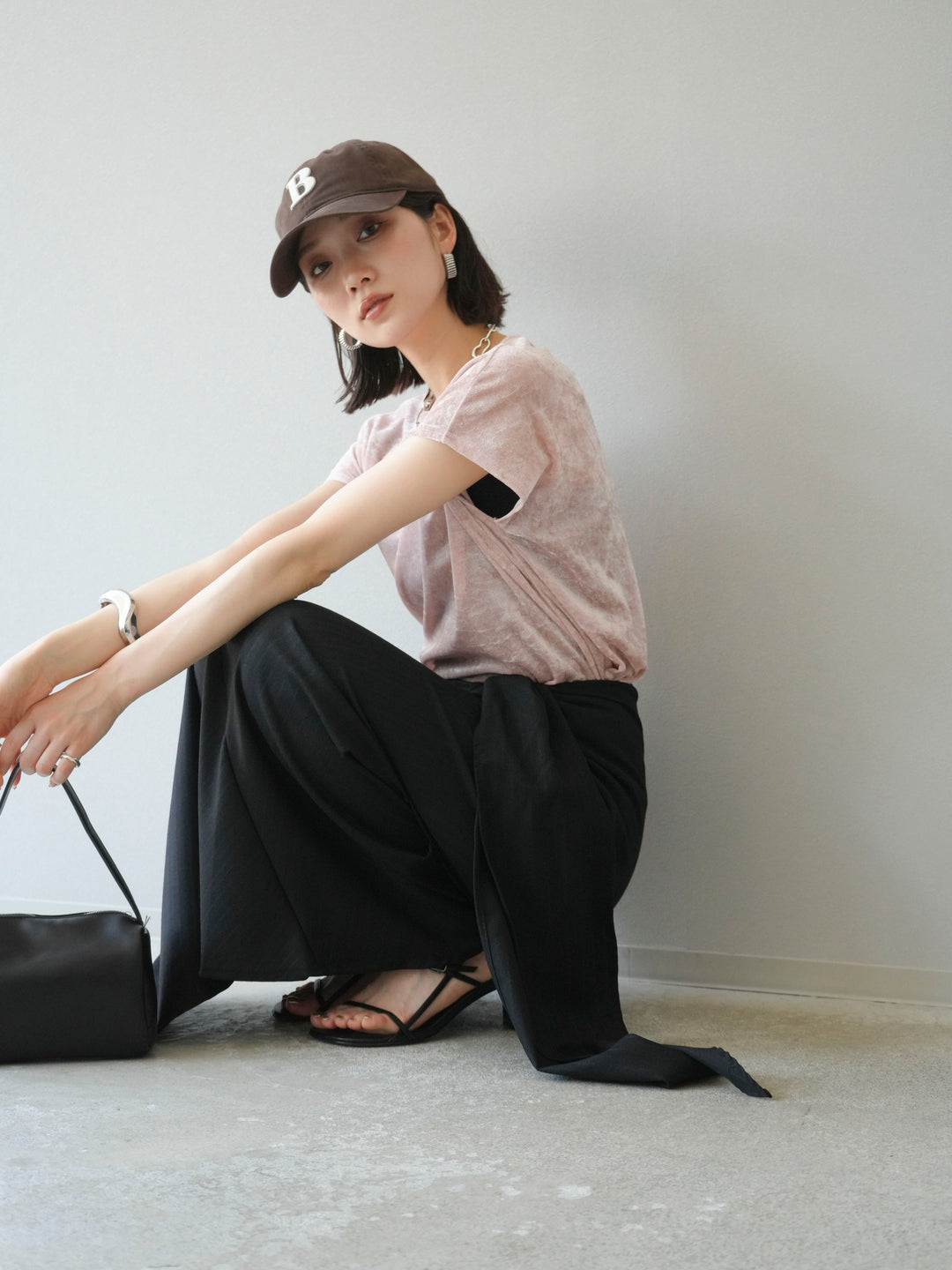 [SET]シアーベロアプルオーバー+サイド巻きツイルスカート(2set)