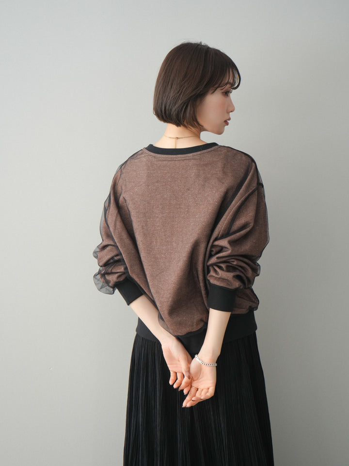 [SET]チュールレイヤードロゴスエットプルオーバー+選べるアクセセット(2set)