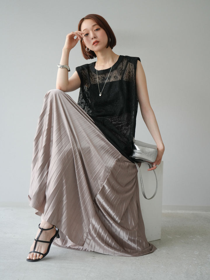 [予約]シャイニーレースプルオーバー/ブラック