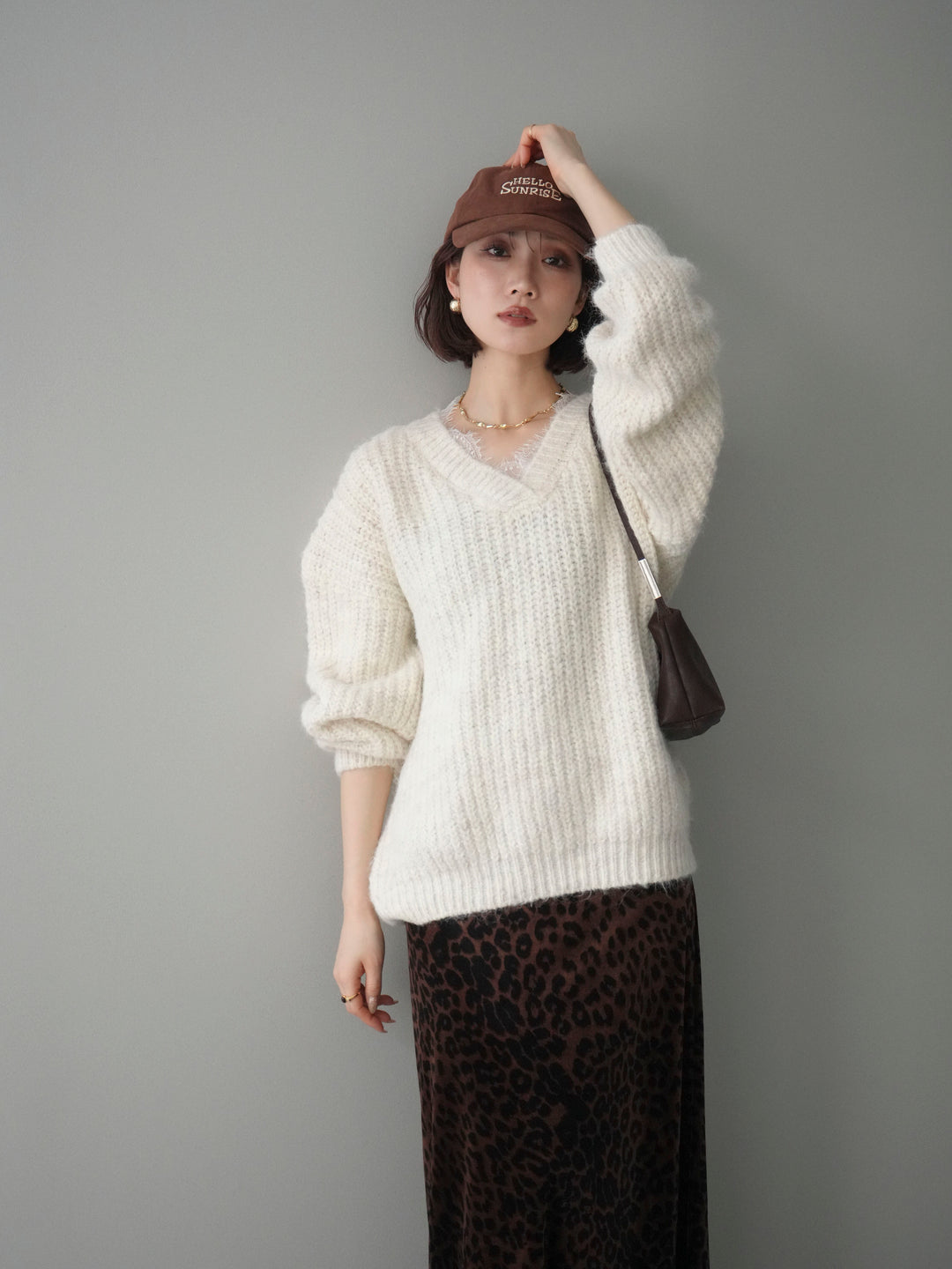 [SET]Vネックレースニットプルオーバー+Vネックレースニットプルオーバー(2set)