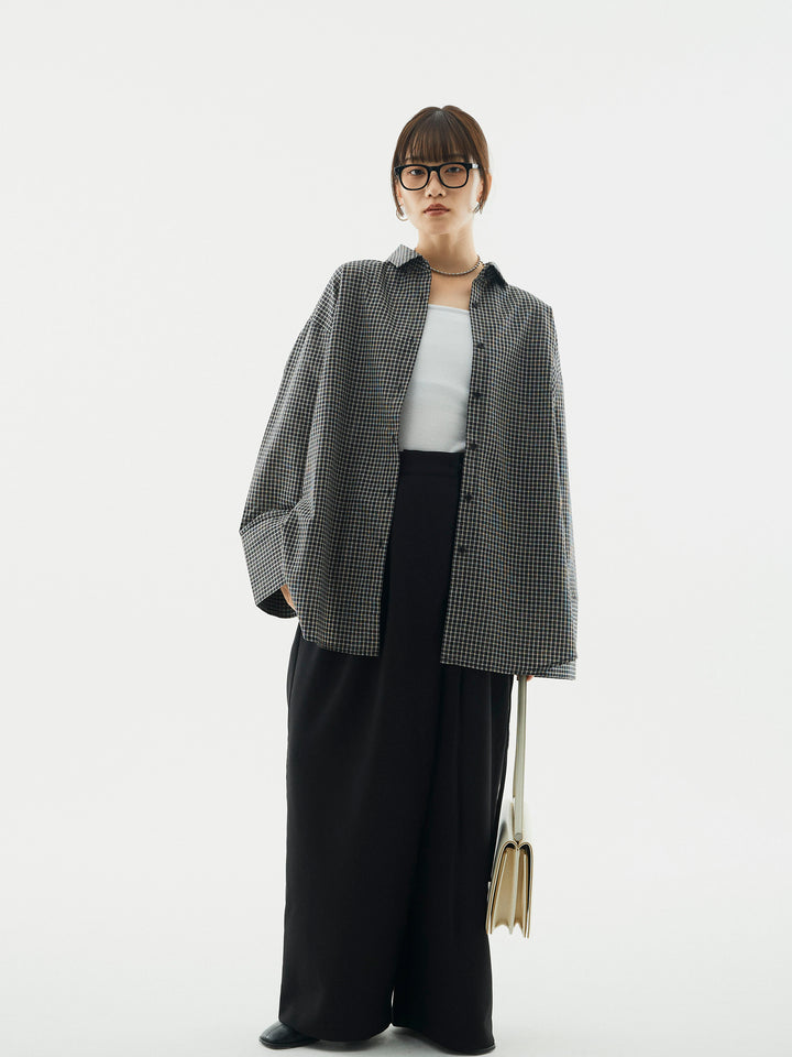 【Allure】[SET]チェックBIGカフスオーバーシャツ+チェックBIGカフスオーバーシャツ(2set)