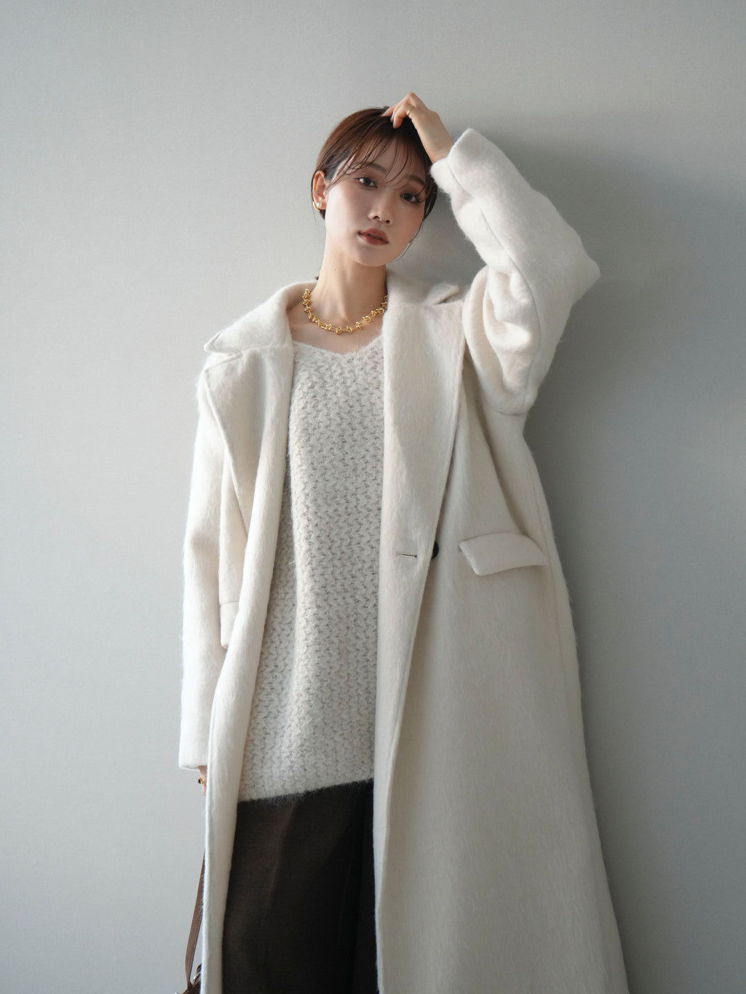 [予約]ソフトシャギーチェスターコート/ivory
