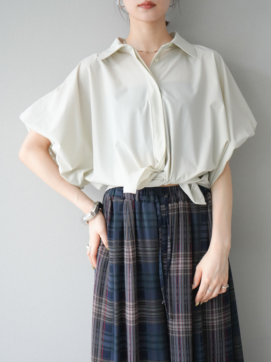 [予約]ICE TOUCHパフスリーブシャツ/オフグレー