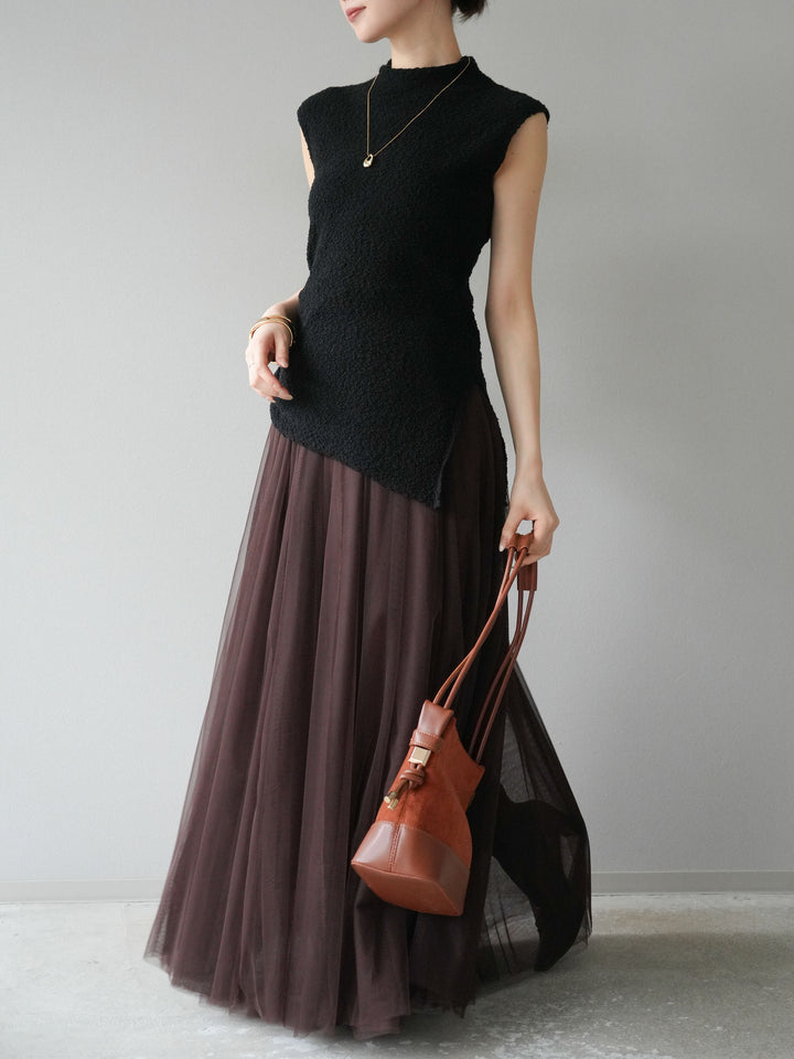 [予約]チュールボリュームスカート/ブラウン
