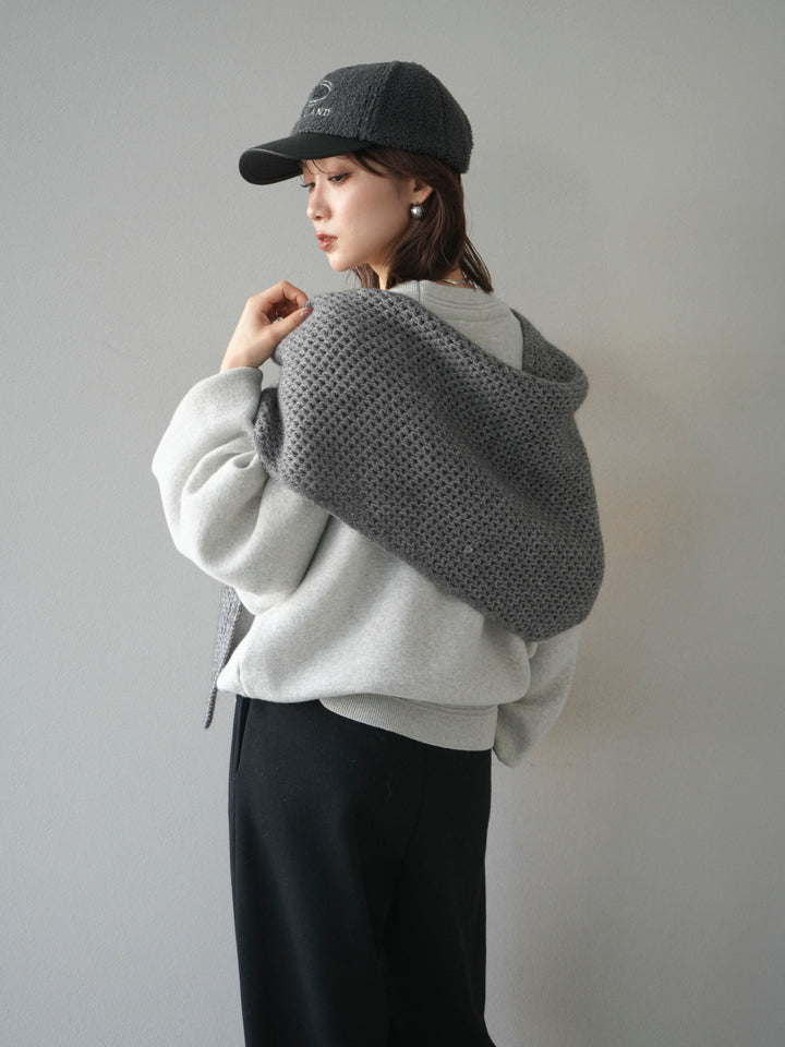 [予約]スウェットライクビーズロゴ刺繍ニットプルオーバー/oatmeal