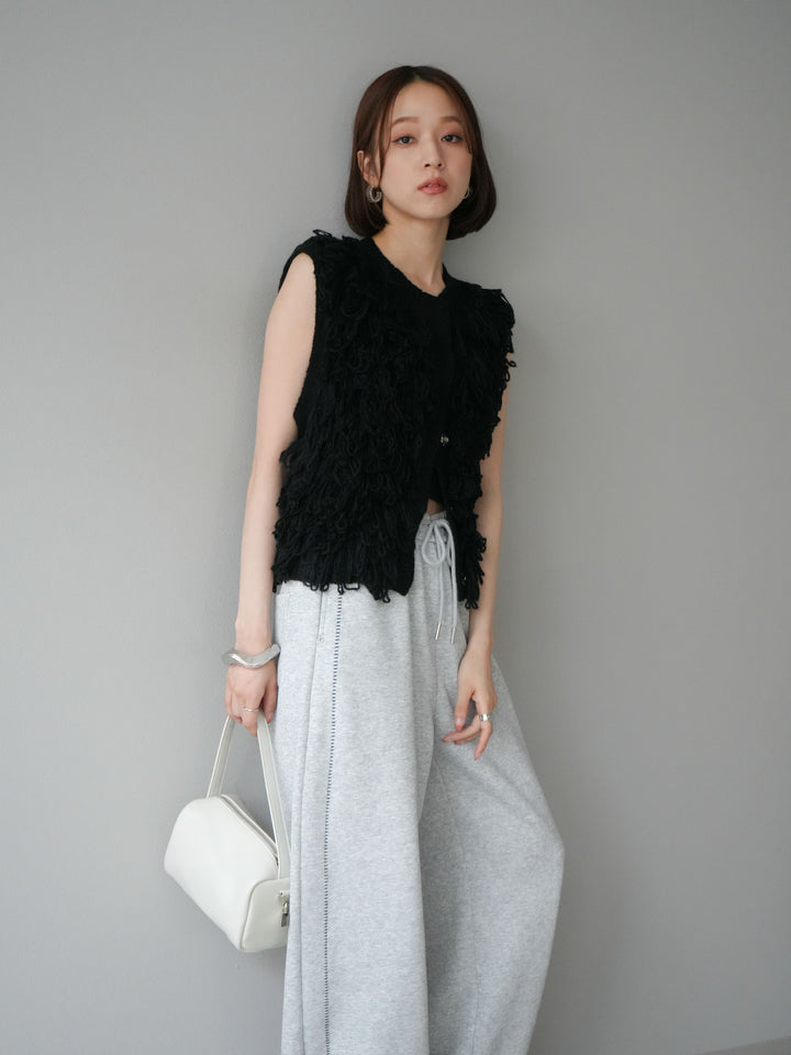 [予約]前開きループニットベスト/ブラック