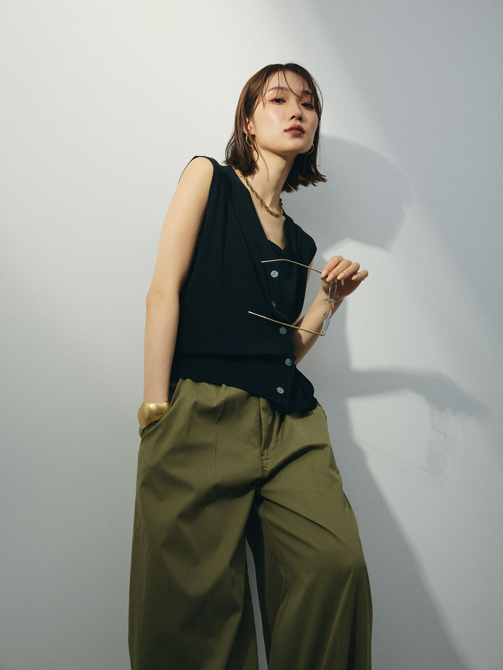 [SET]クールタッチ2WAYデザインニットベスト+コクーンワイドチノパンツ(2set)