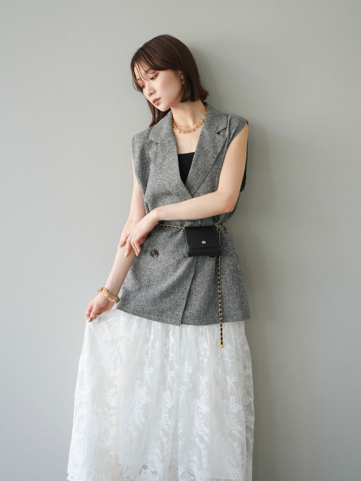 [預購] 混合粗呢背心/黑色