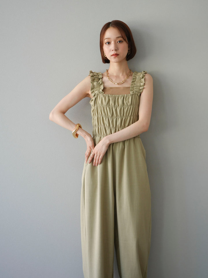 [予約]ヘザーエステルシャーリングサロペット/ベージュ