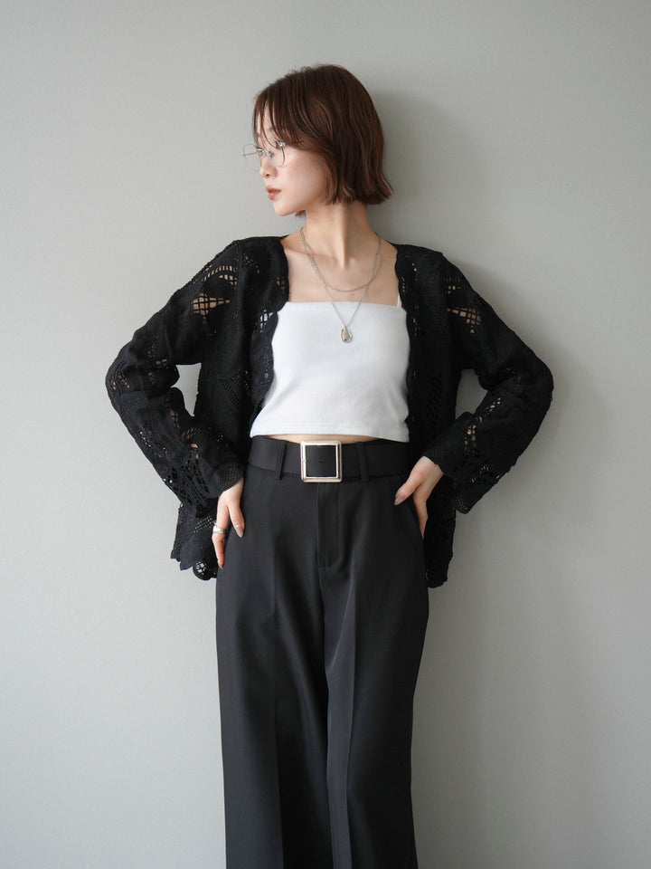 [予約]立体レーススカラップブラウス/black