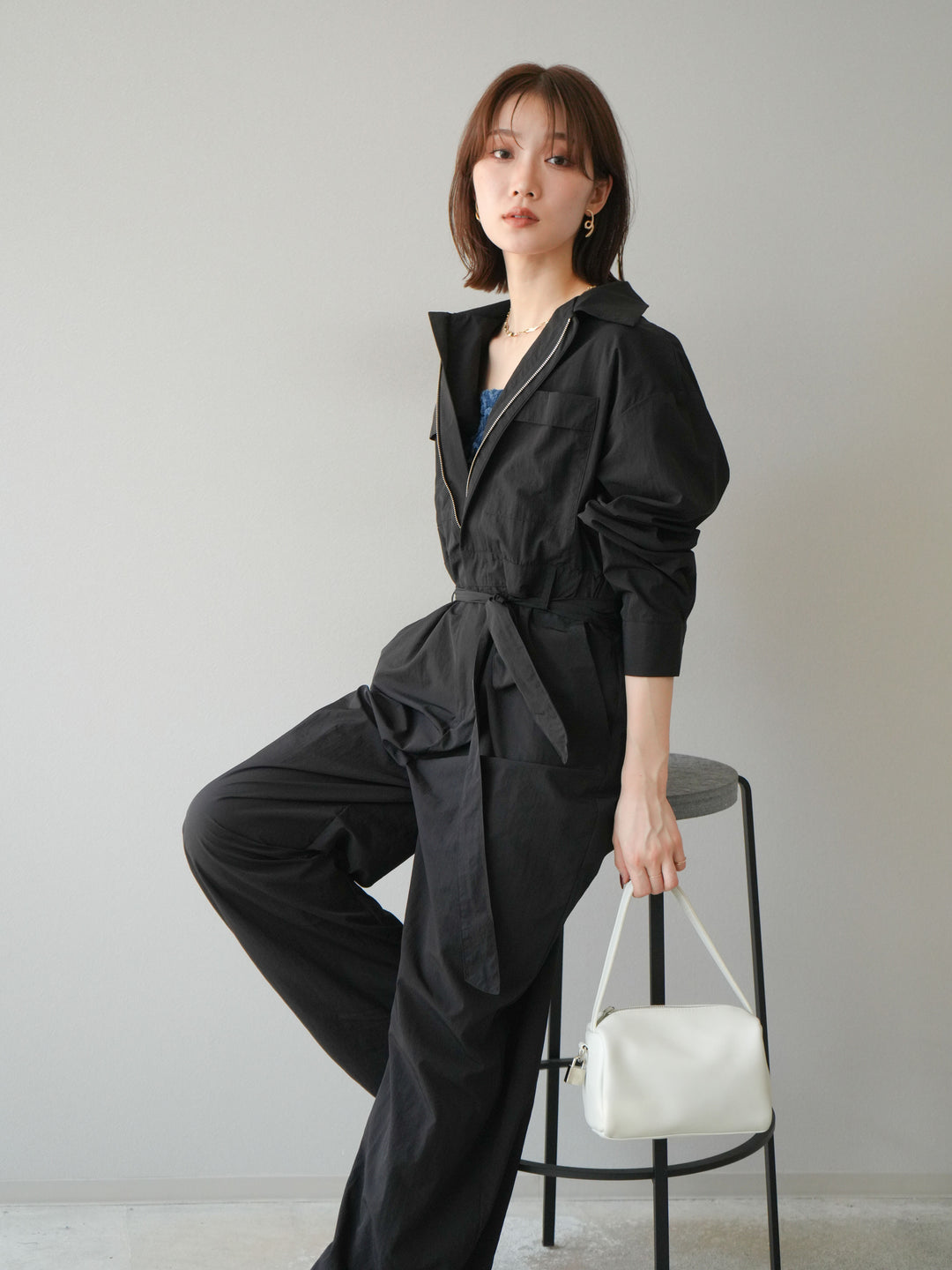 [予約]ナイロンジャンプスーツ/ブラック