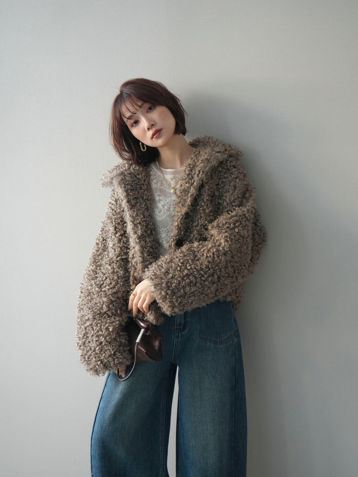 [SET]プードルファーミドルスタンドブルゾン+選べるアクセセット(2set)