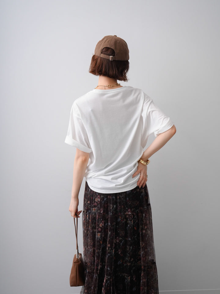 [SET]ニュアンスフォトTEE+フラワーチュールギャザースカート(2set)
