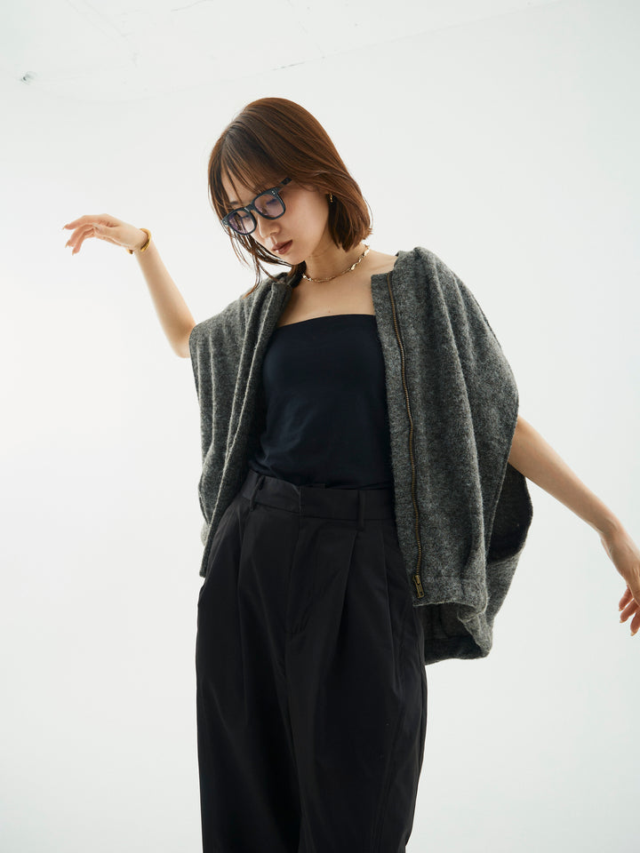 【Allure】[SET]ウール混コクーンブルゾン+タフタワイドカーブパンツ(2set)