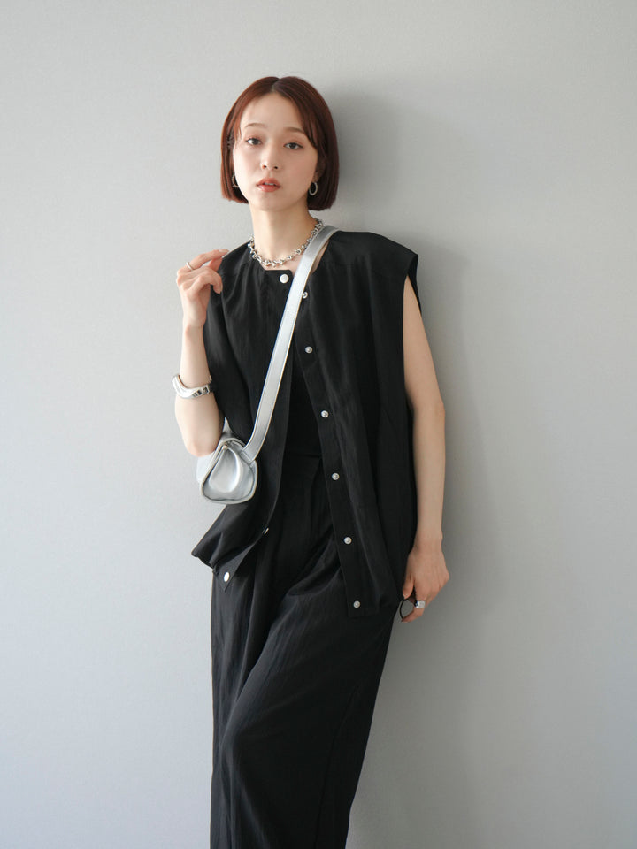 [予約]リネンライクドロストバルーンブルゾン/ブラック