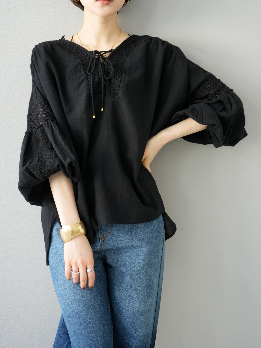 [SET] Cotton lace blouse + cotton lace blouse (2set)