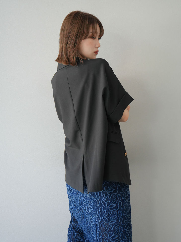 [預購] 金色紐扣半身夾克/黑色