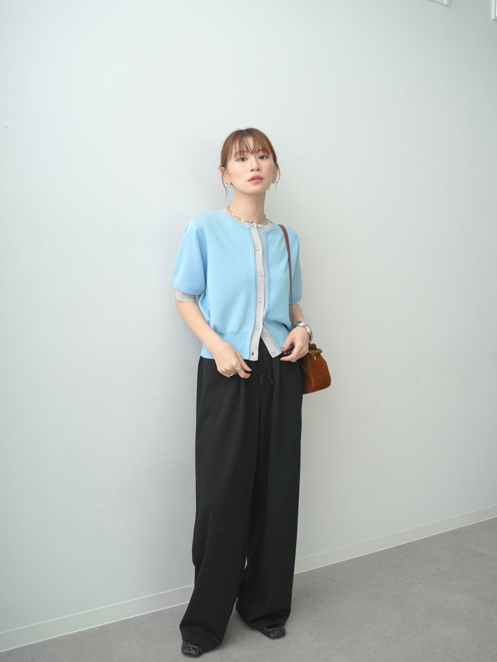 【套裝】雙色滾邊半開襟衫 + 雙色滾邊半開襟衫（兩件組）