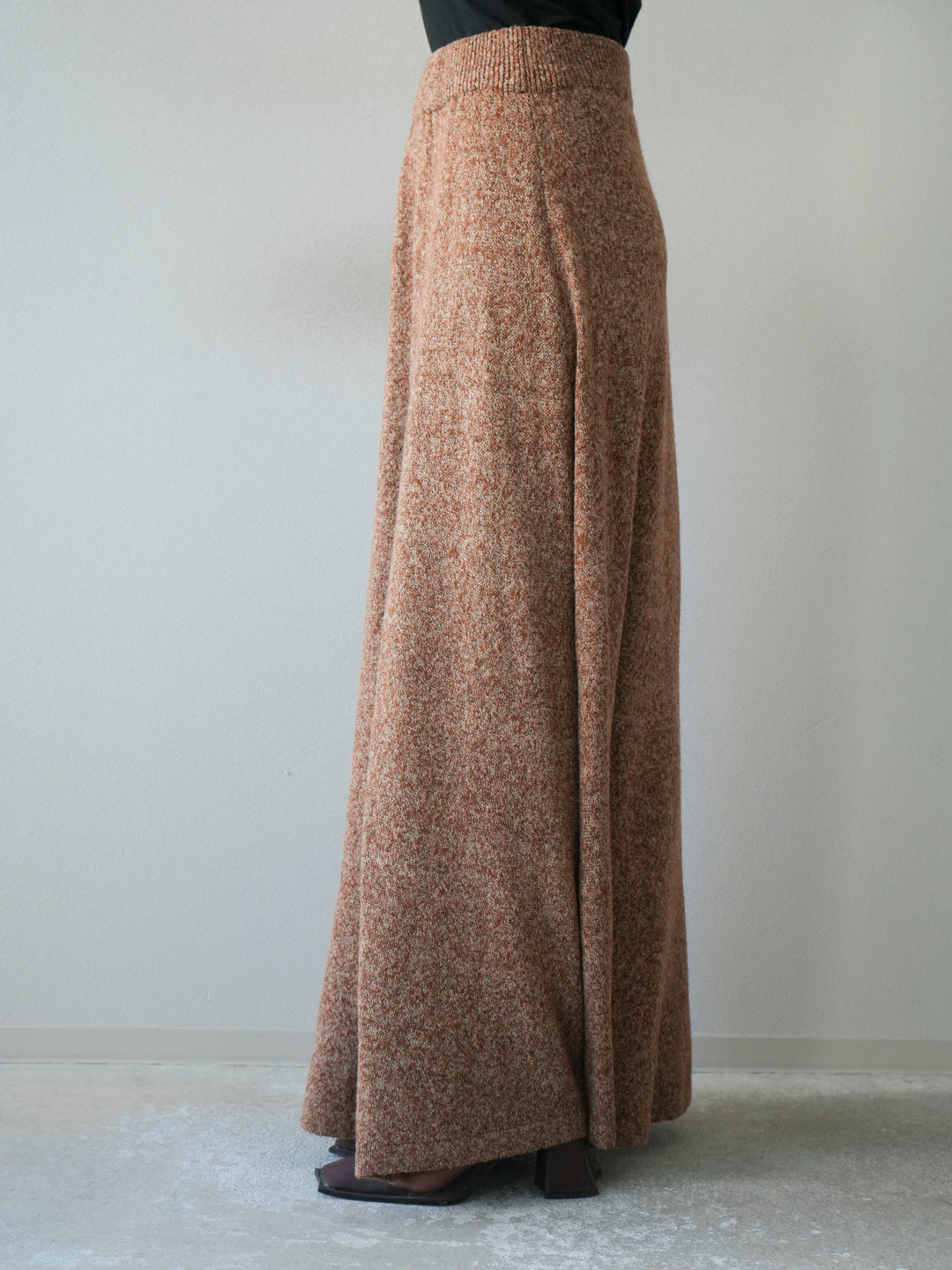 [予約]ミックスヤーンニットスカート/オレンジ