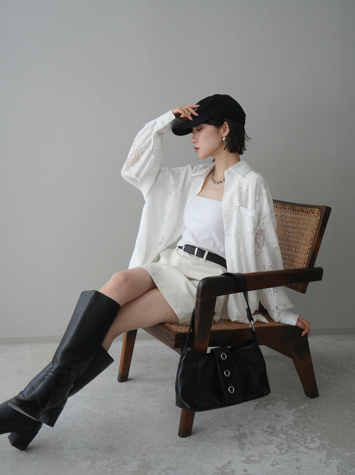 [SET]ジャガードレースオーバーシャツ+選べるアクセセット(2set)