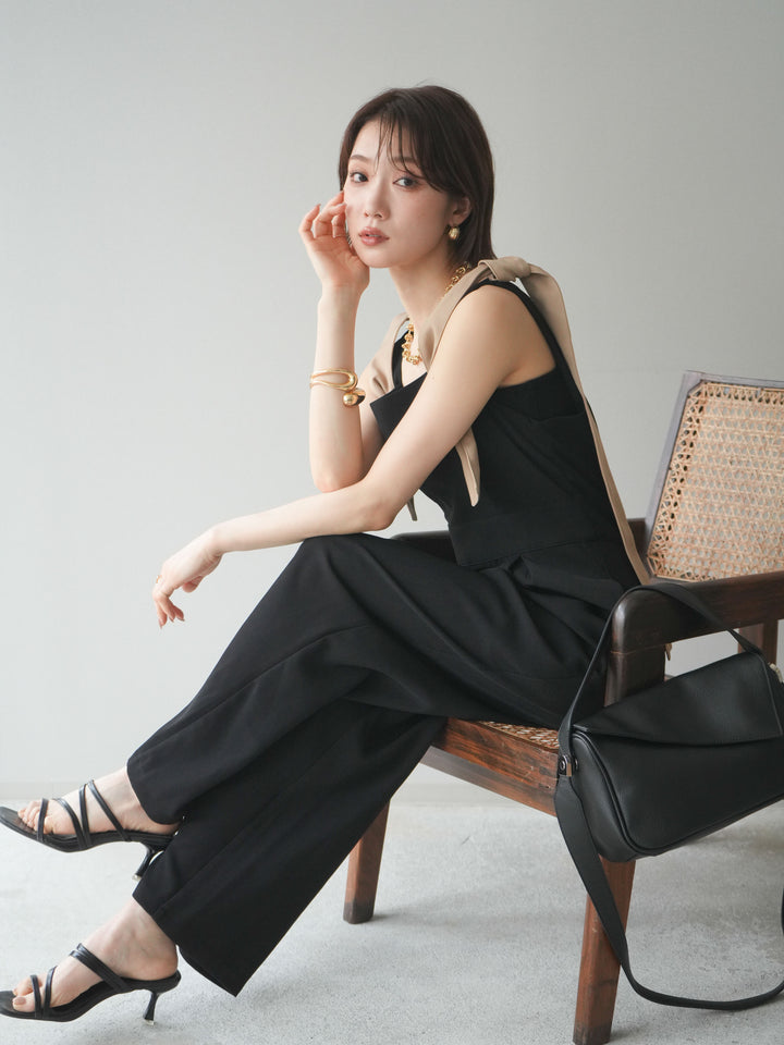 [SET]ショルダーリボンサロペット+選べるアクセセット(2set)