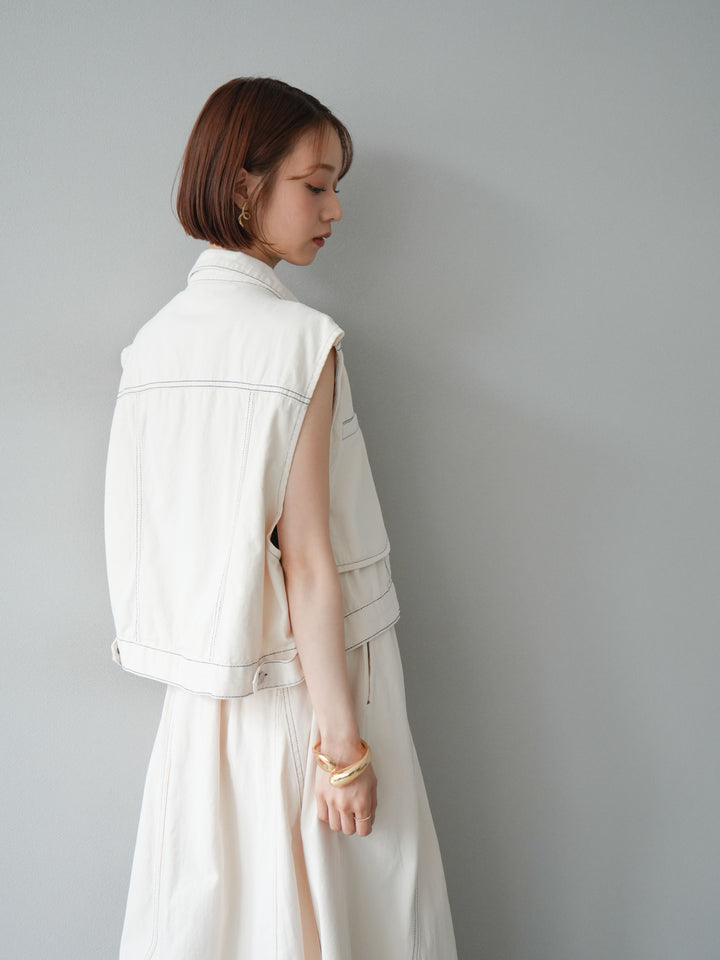 [SET]ステッチコットンツイルベスト＆スカートSET UP(2set)