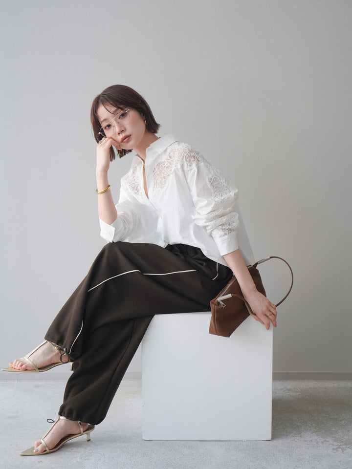 [予約]バックレースヨークシャツ/white