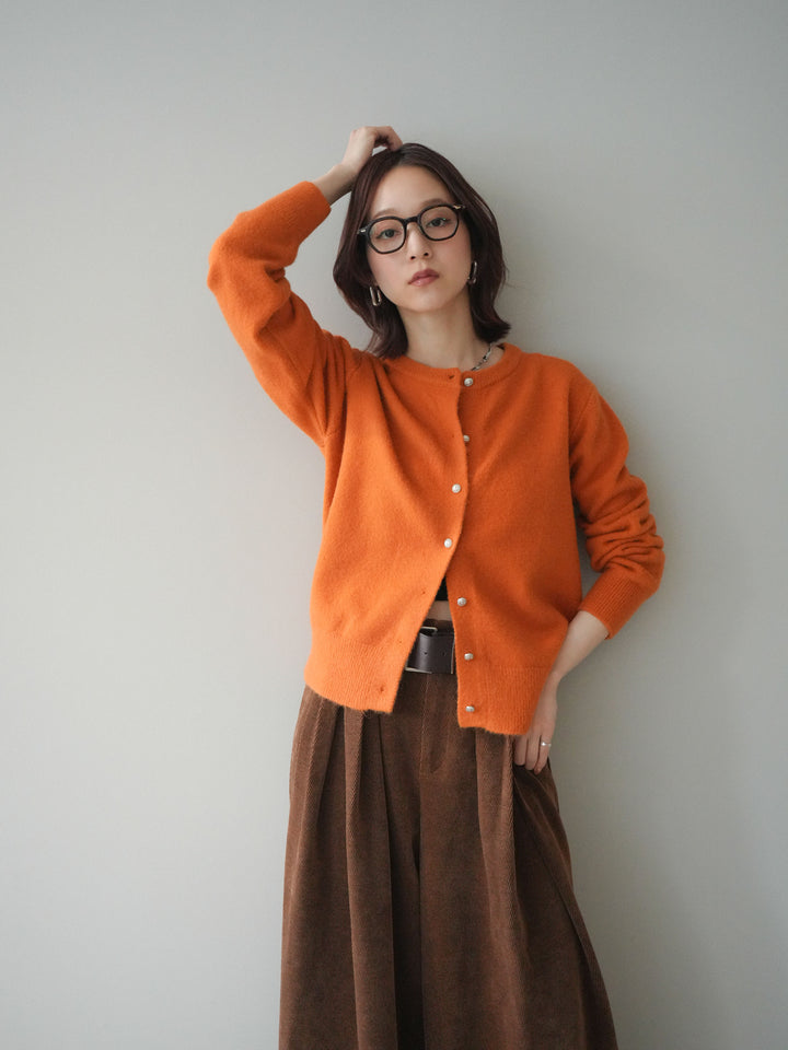 [SET]アンティークボタンニットカーディガン+ベルトデザインループコールテンワイドパンツ(ベルト付き)(2set)