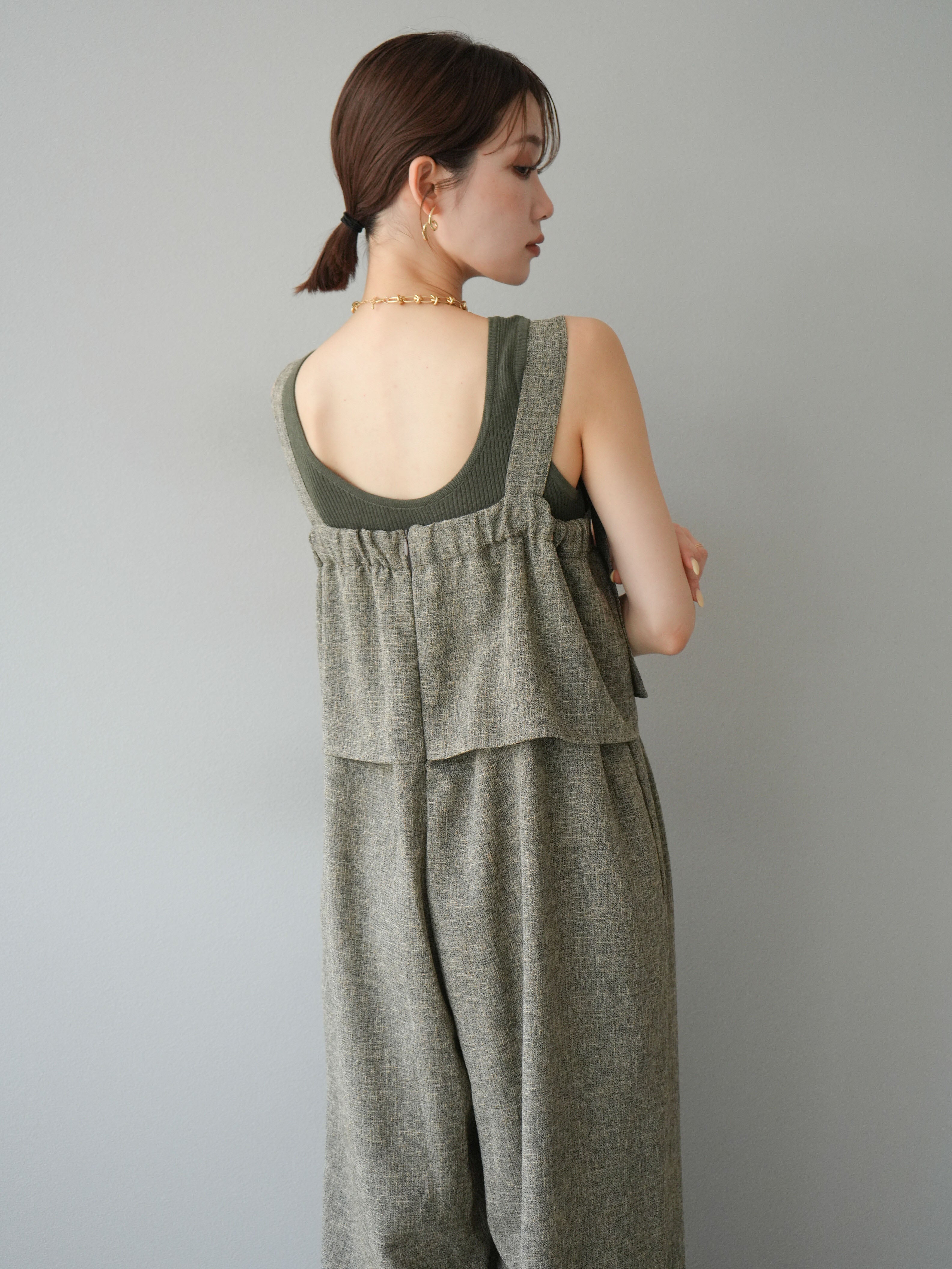 予約]サマーツイードケープサロペット/ブラウン – Lumier