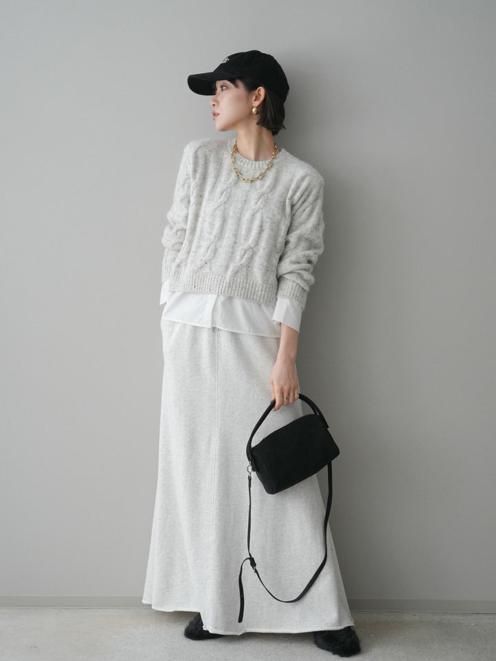 [予約]スウェットフレアロングスカート/oatmeal