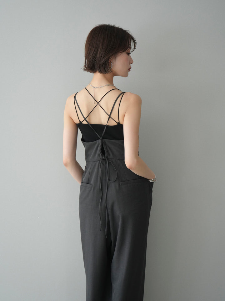 [予約]バックデザインサロペット/charcoal