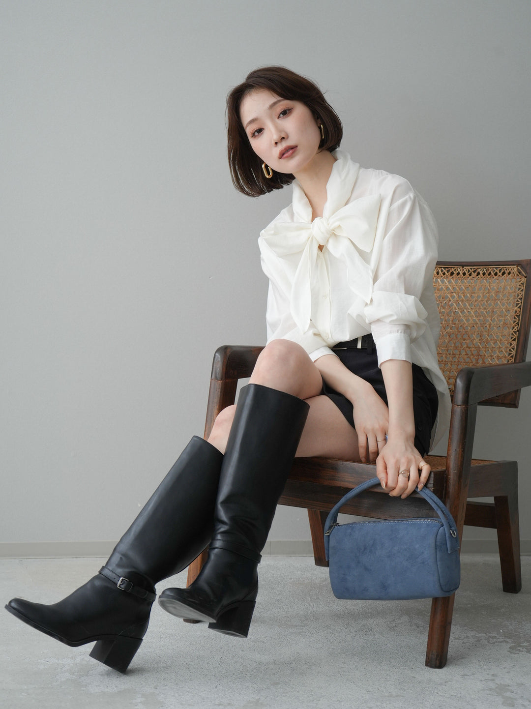 [予約]シアーボウタイブラウス/ivory