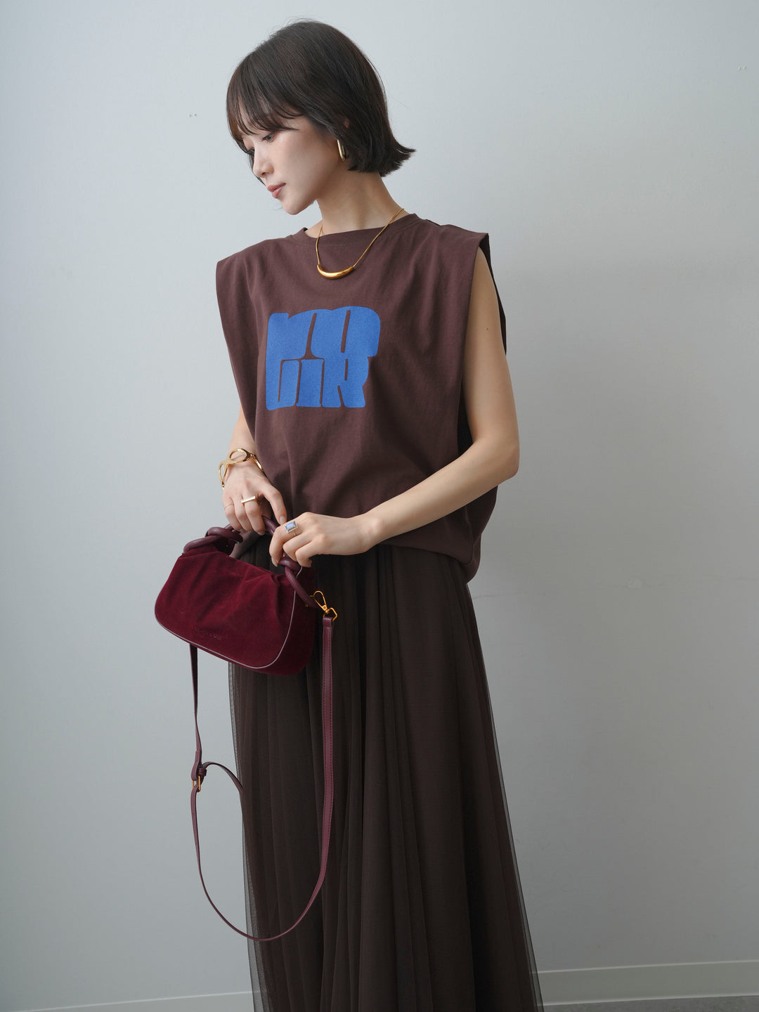 [先行販売！]ショルダータックノースリーブオーバーTEE+ショルダータックノースリーブオーバーTEE(2set)