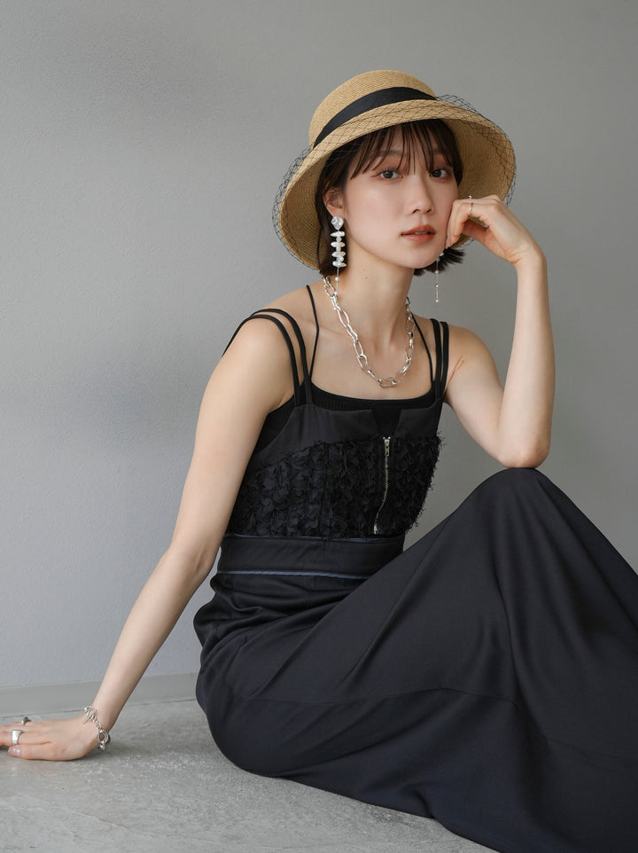 [Pre-order] Jacquard bustier design dress/Black