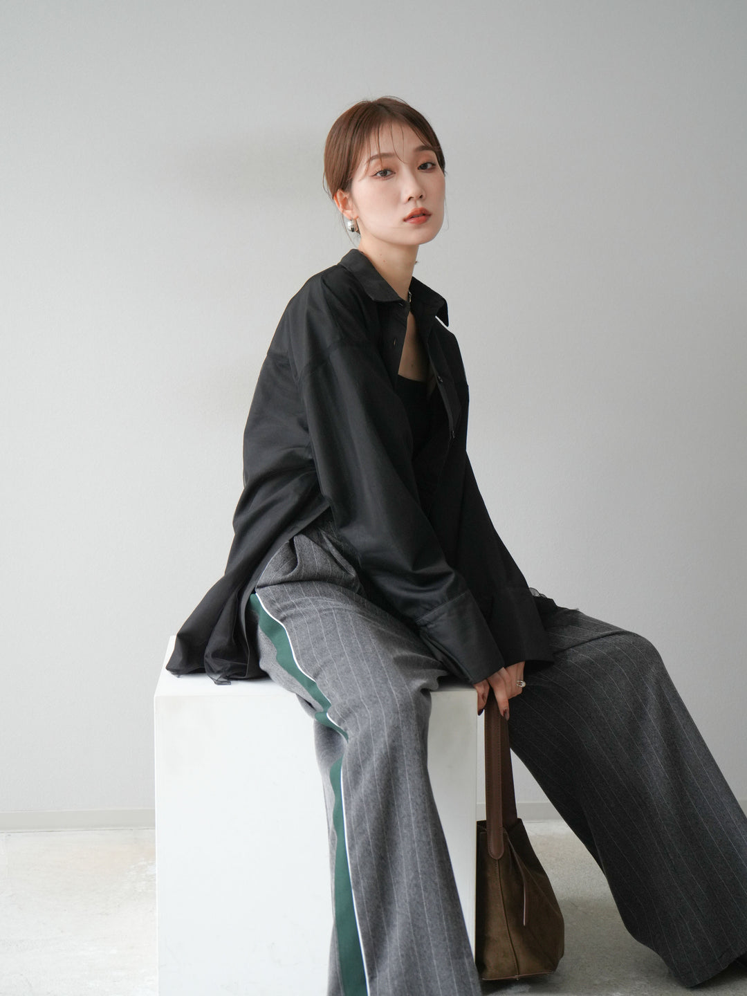 [予約]チュールドッキングブロードシャツ/ブラック