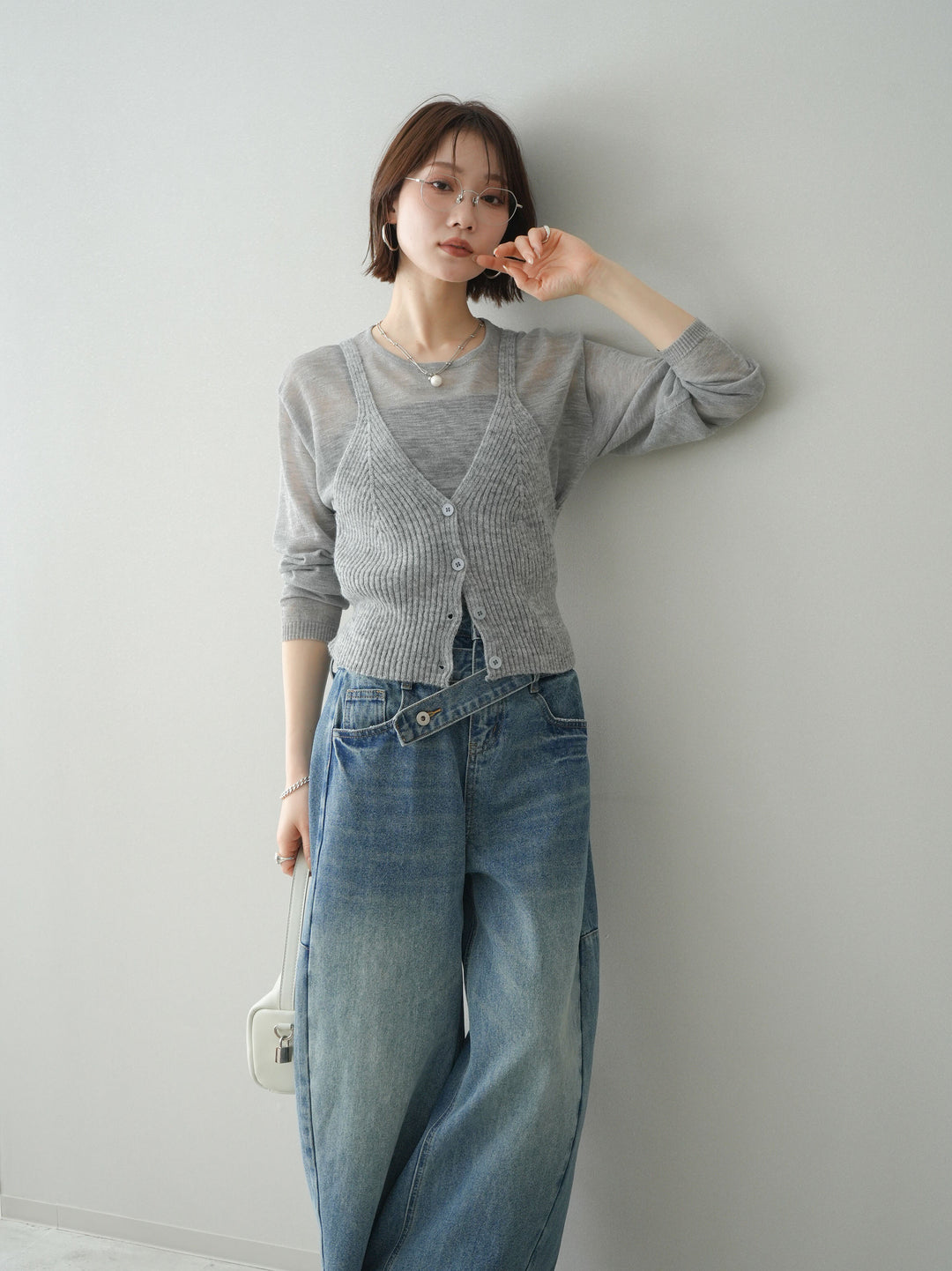 [予約]ビスチェアンサンブルシアーニット/gray